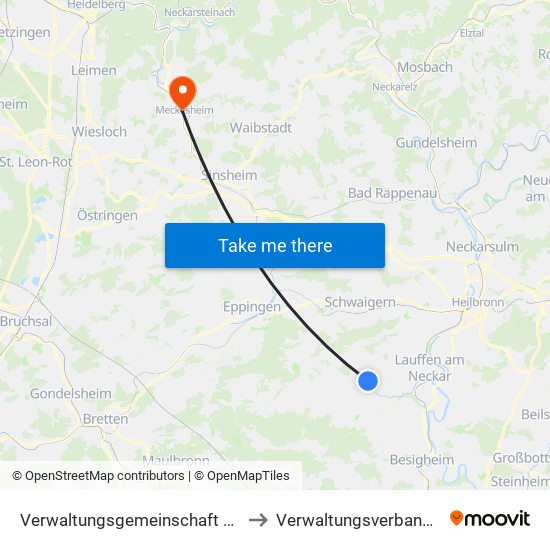 Verwaltungsgemeinschaft Brackenheim to Verwaltungsverband Elsenztal map