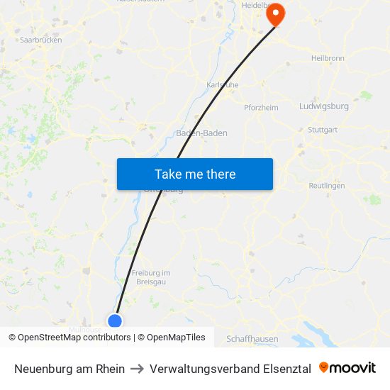 Neuenburg am Rhein to Verwaltungsverband Elsenztal map