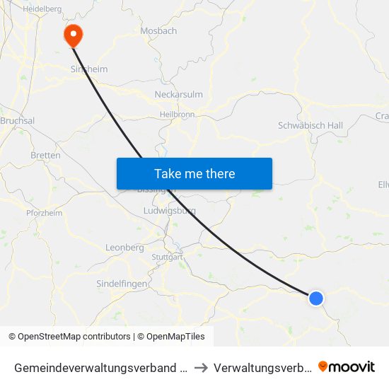 Gemeindeverwaltungsverband Mittleres Fils-Lautertal to Verwaltungsverband Elsenztal map