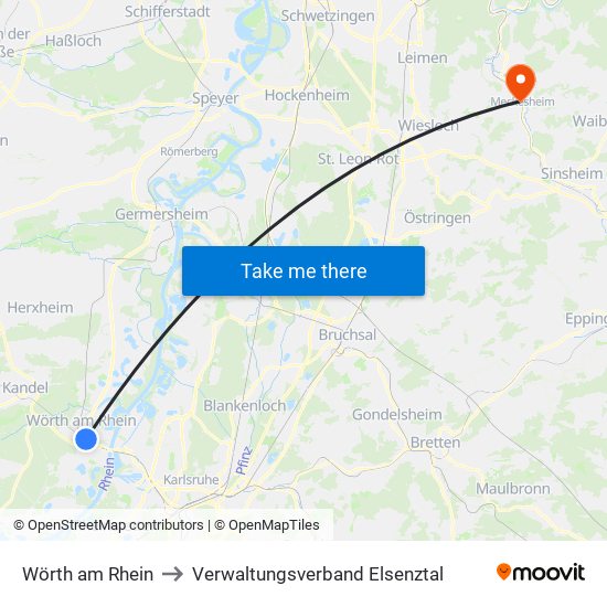 Wörth am Rhein to Verwaltungsverband Elsenztal map