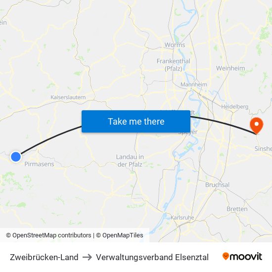 Zweibrücken-Land to Verwaltungsverband Elsenztal map