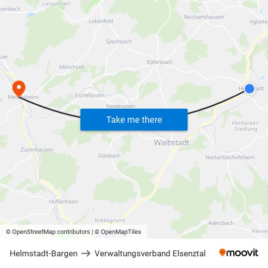Helmstadt-Bargen to Verwaltungsverband Elsenztal map