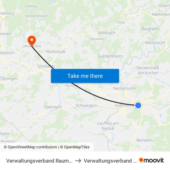 Verwaltungsverband Raum Weinsberg to Verwaltungsverband Elsenztal map