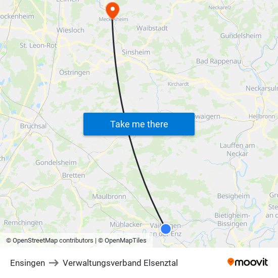 Ensingen to Verwaltungsverband Elsenztal map