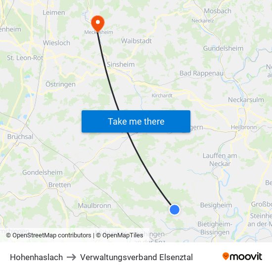 Hohenhaslach to Verwaltungsverband Elsenztal map