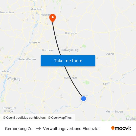 Gemarkung Zell to Verwaltungsverband Elsenztal map