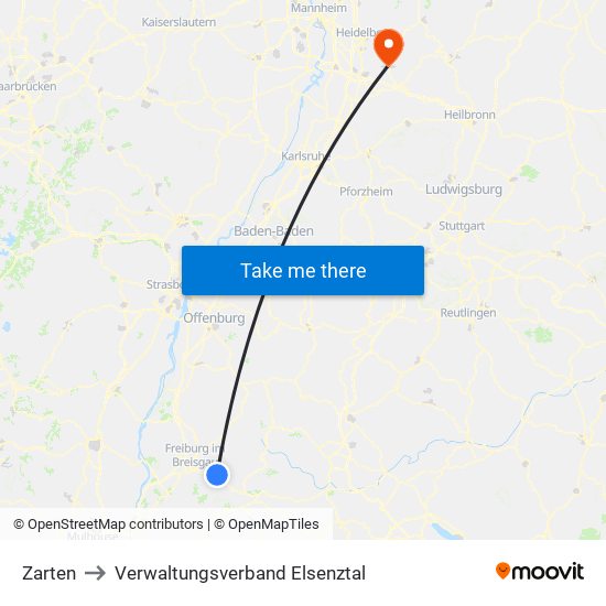Zarten to Verwaltungsverband Elsenztal map