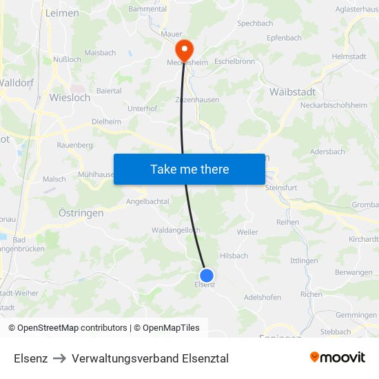 Elsenz to Verwaltungsverband Elsenztal map