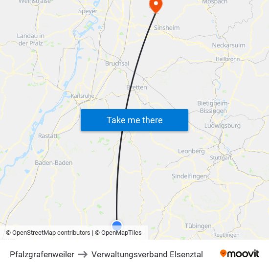 Pfalzgrafenweiler to Verwaltungsverband Elsenztal map