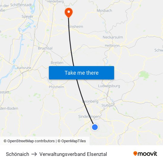 Schönaich to Verwaltungsverband Elsenztal map