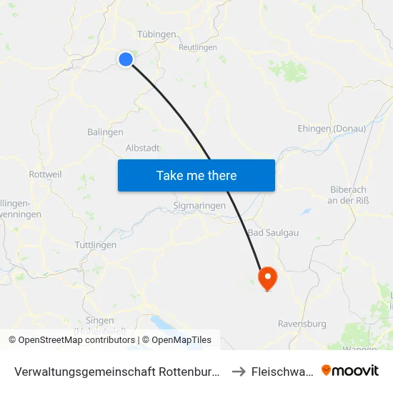 Verwaltungsgemeinschaft Rottenburg am Neckar to Fleischwangen map