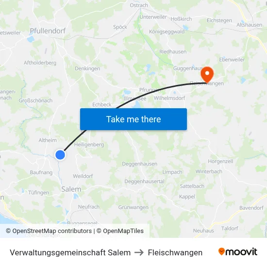 Verwaltungsgemeinschaft Salem to Fleischwangen map