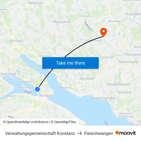 Verwaltungsgemeinschaft Konstanz to Fleischwangen map