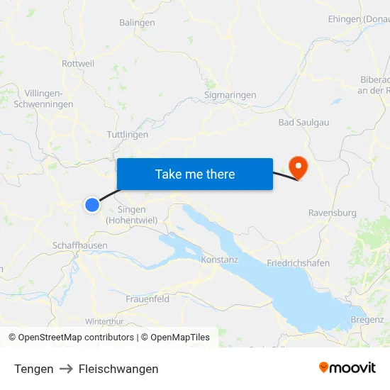 Tengen to Fleischwangen map