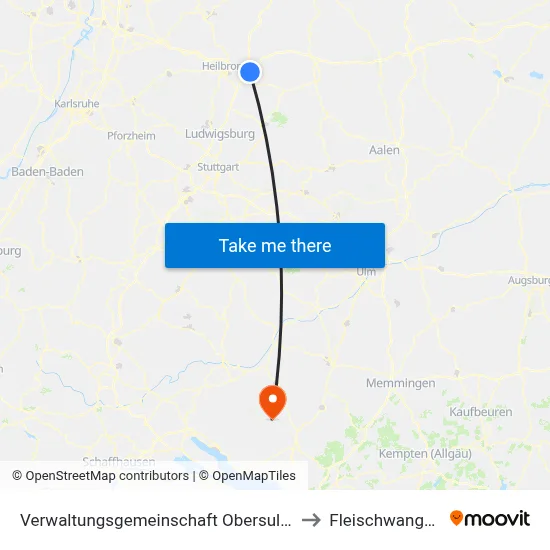 Verwaltungsgemeinschaft Obersulm to Fleischwangen map