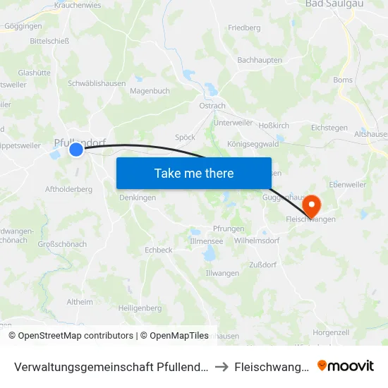 Verwaltungsgemeinschaft Pfullendorf to Fleischwangen map