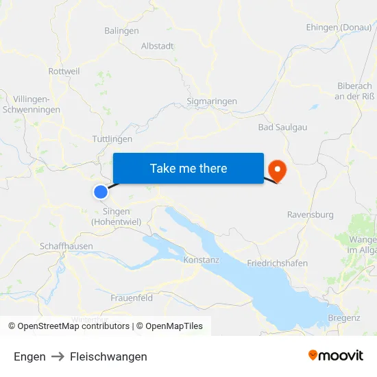 Engen to Fleischwangen map