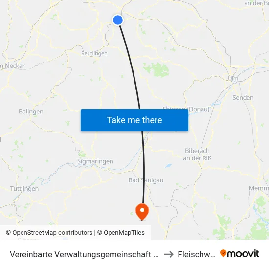 Vereinbarte Verwaltungsgemeinschaft Der Stadt Nürtingen to Fleischwangen map