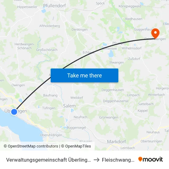 Verwaltungsgemeinschaft Überlingen to Fleischwangen map