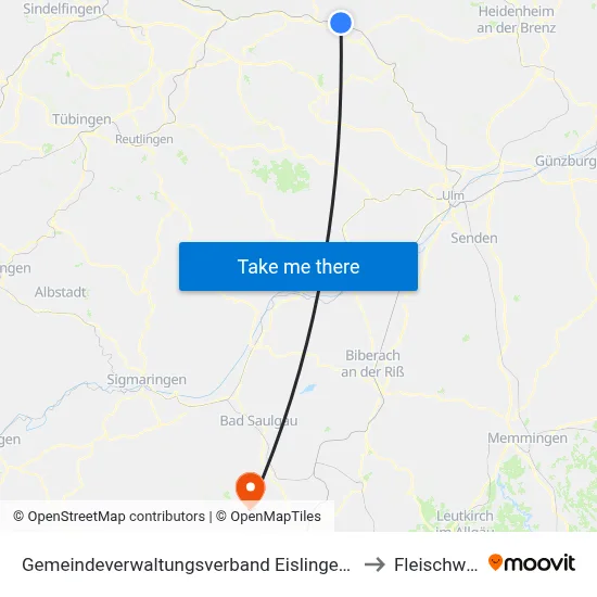 Gemeindeverwaltungsverband Eislingen-Ottenbach-Salach to Fleischwangen map