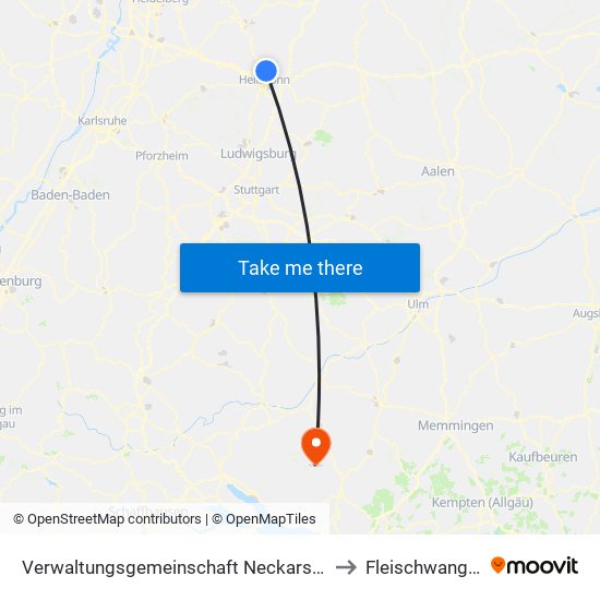Verwaltungsgemeinschaft Neckarsulm to Fleischwangen map