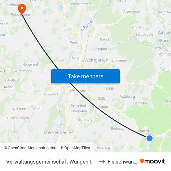 Verwaltungsgemeinschaft Wangen Im Allgäu to Fleischwangen map