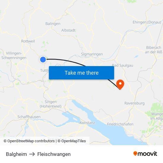 Balgheim to Fleischwangen map