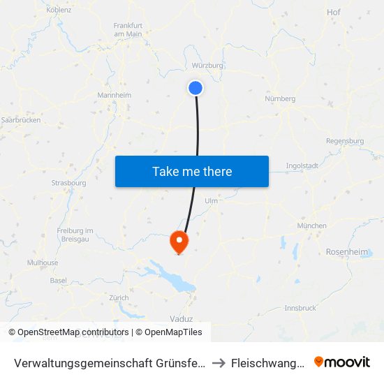 Verwaltungsgemeinschaft Grünsfeld to Fleischwangen map