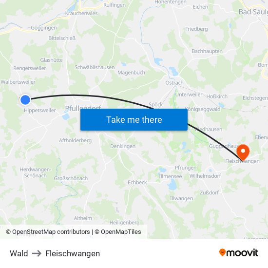 Wald to Fleischwangen map