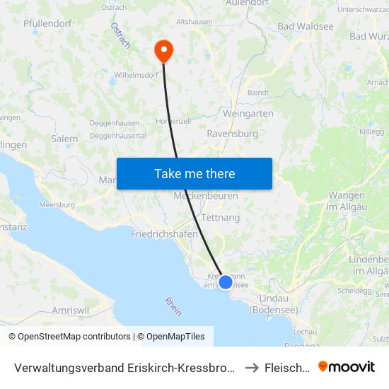 Verwaltungsverband Eriskirch-Kressbronn am Bodensee-Langenargen to Fleischwangen map