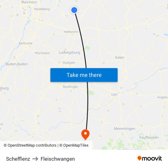 Schefflenz to Fleischwangen map