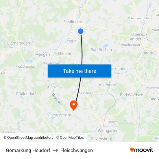 Gemarkung Heudorf to Fleischwangen map