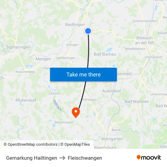 Gemarkung Hailtingen to Fleischwangen map