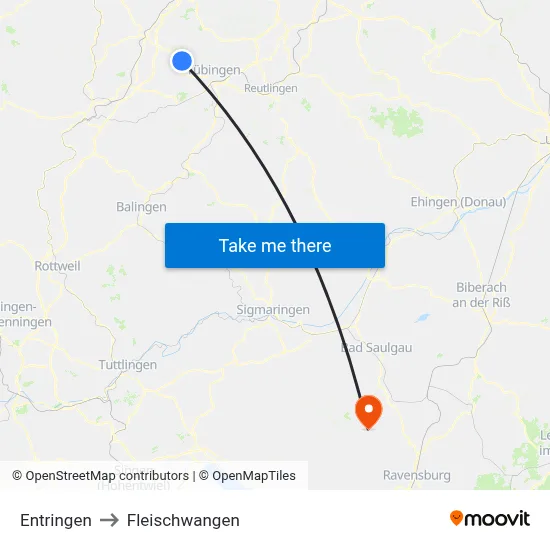 Entringen to Fleischwangen map
