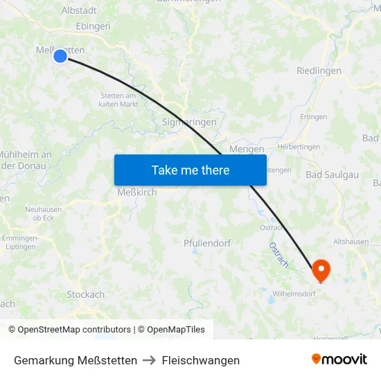 Gemarkung Meßstetten to Fleischwangen map