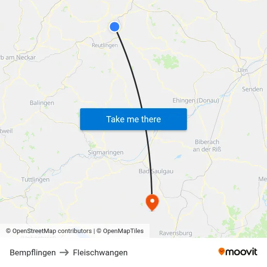 Bempflingen to Fleischwangen map