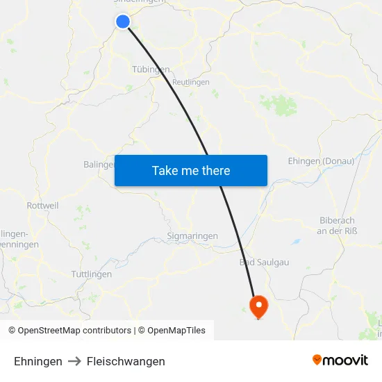 Ehningen to Fleischwangen map