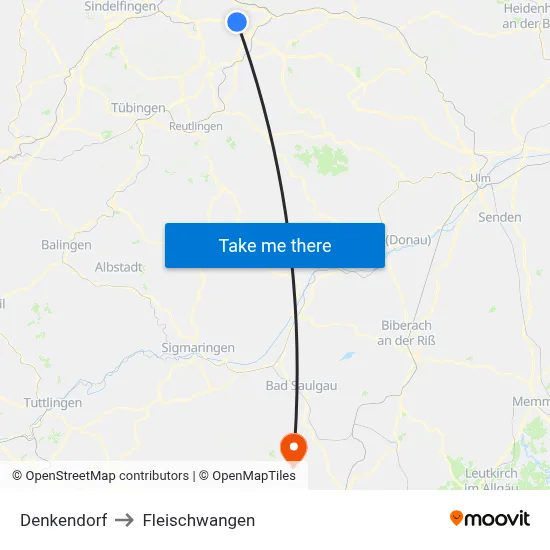 Denkendorf to Fleischwangen map