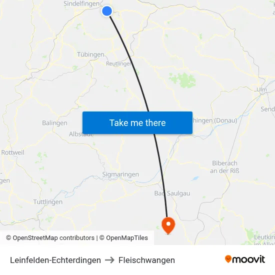 Leinfelden-Echterdingen to Fleischwangen map