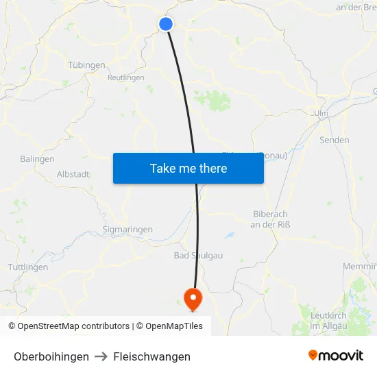 Oberboihingen to Fleischwangen map