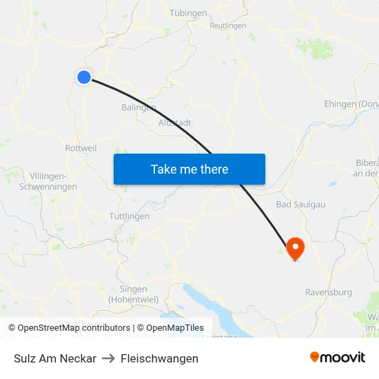 Sulz Am Neckar to Fleischwangen map
