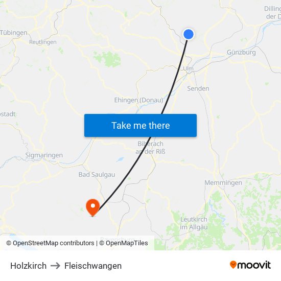 Holzkirch to Fleischwangen map