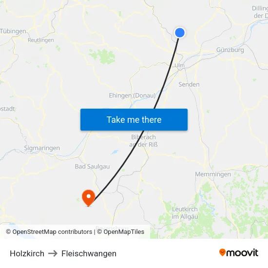 Holzkirch to Fleischwangen map