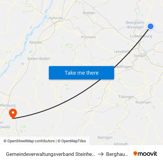 Gemeindeverwaltungsverband Steinheim-Murr to Berghaupten map