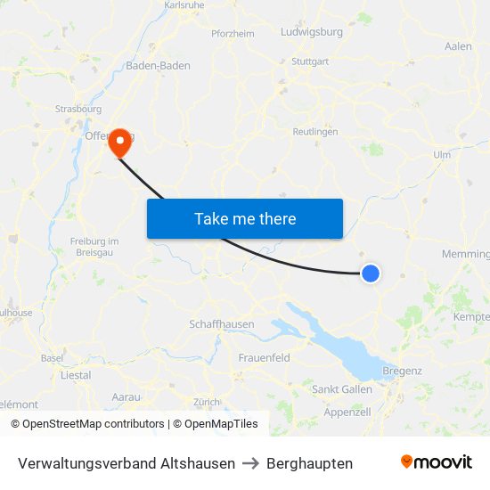 Verwaltungsverband Altshausen to Berghaupten map