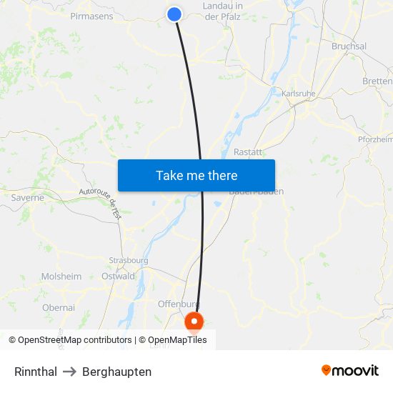 Rinnthal to Berghaupten map
