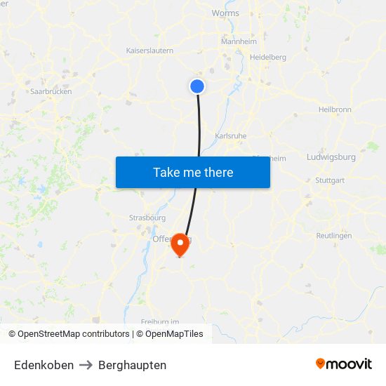 Edenkoben to Berghaupten map