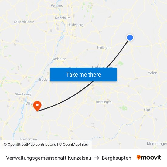 Verwaltungsgemeinschaft Künzelsau to Berghaupten map