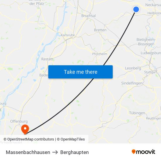 Massenbachhausen to Berghaupten map