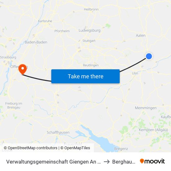 Verwaltungsgemeinschaft Giengen An Der Brenz to Berghaupten map